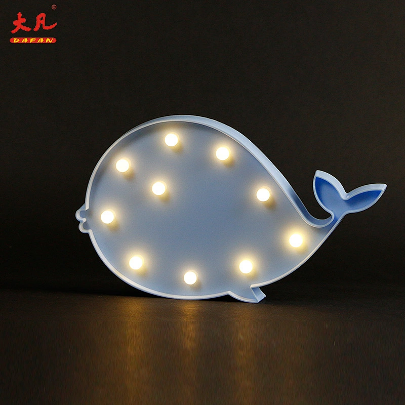whale shape battery letter marquee lights high quality holiday plastic board letter lamp