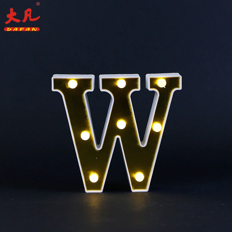 W形状定制卧室放松装饰大写字母暖白色LED字母表夜灯