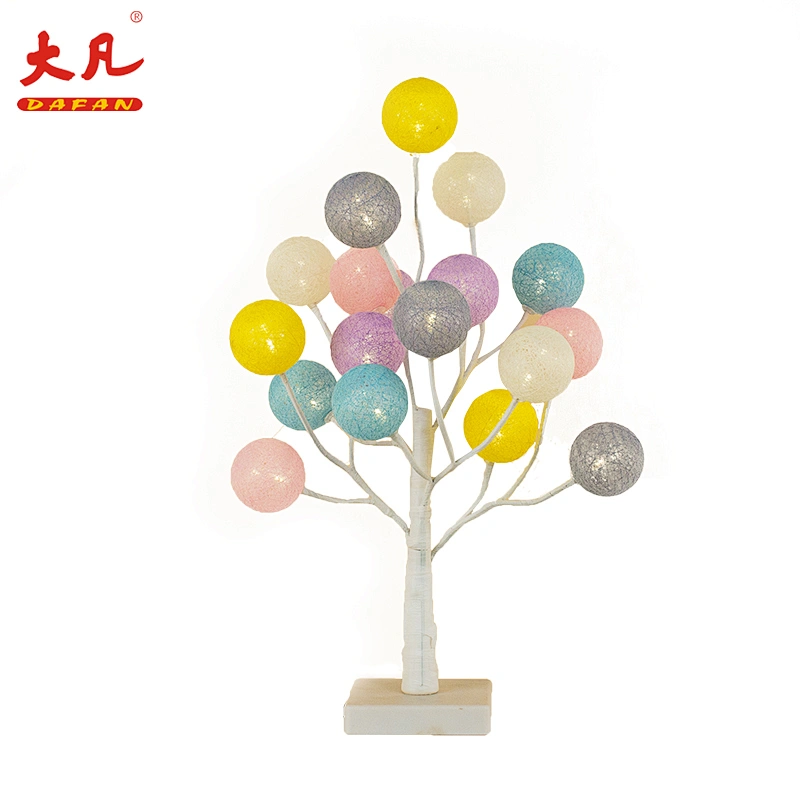 18 led artificial light ball tree indoor Christmas decoration cotton  lights plant plastic bonsai tree