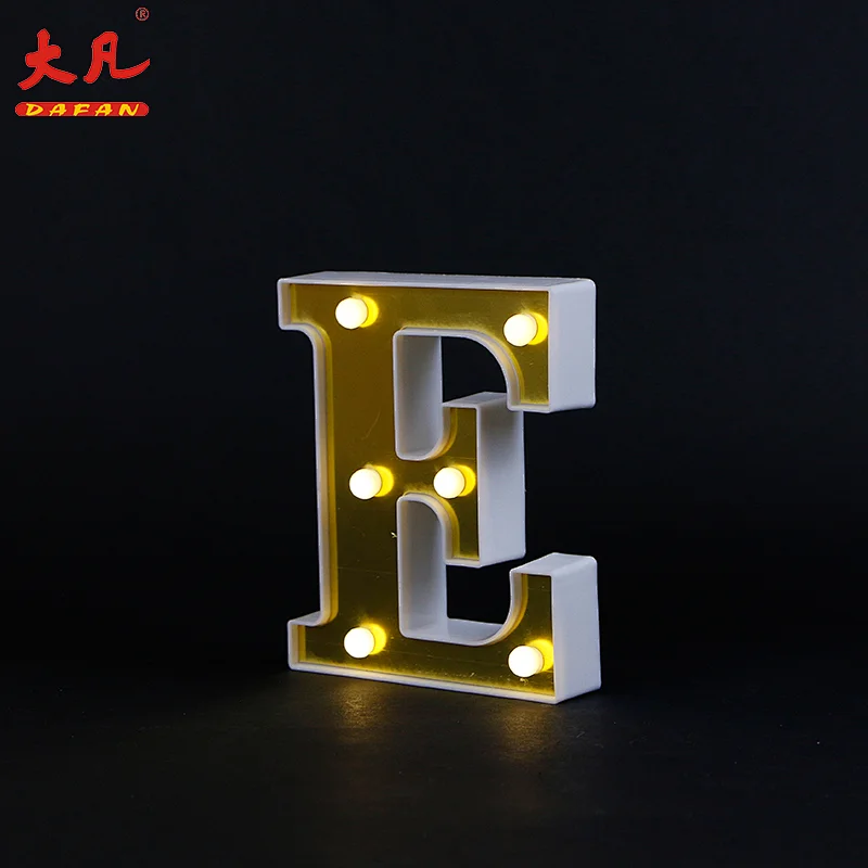 E形状假日亚克力led字母板灯塑料室内房间灯桌3d标志