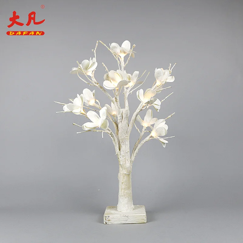 热卖人造树枝模拟电池led白花树枝树灯