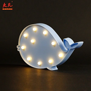 whale shape battery letter marquee lights high quality holiday plastic board letter lamp