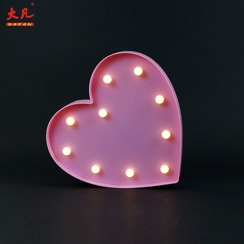 love shape led battery plastic decoration marquee light letters 3d alphabet lamp