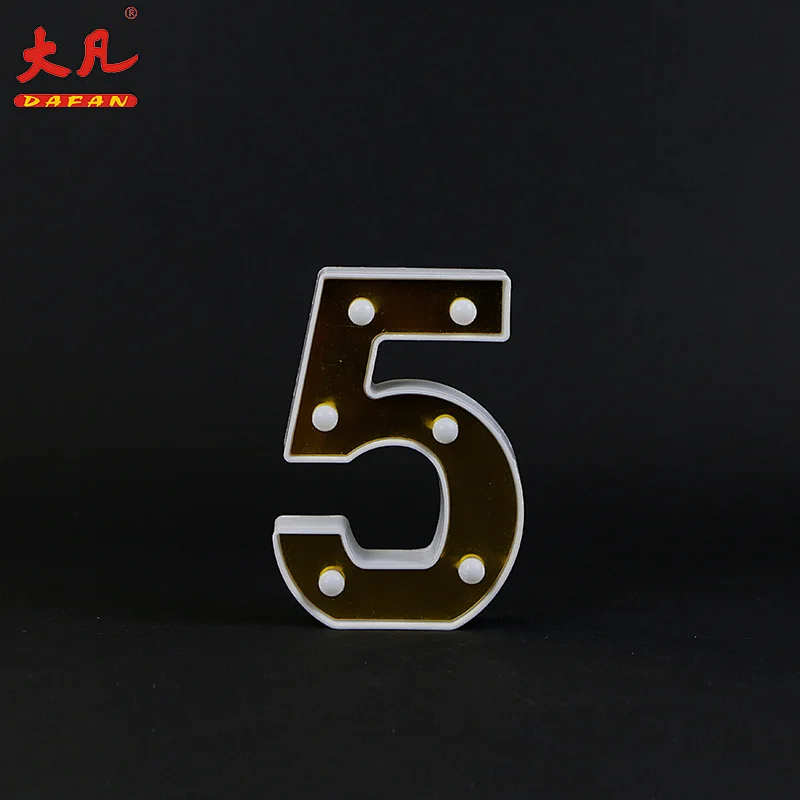 5光数字信件3d电池LED字母表信件室内板大门罩夜光