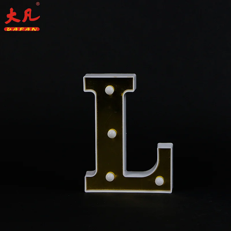 L shape word light festival decoration led plastic letter light battery room light