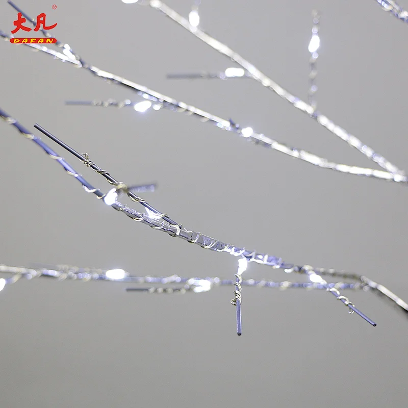 wholesale waterproof 120cm artificial Christmas led Christmas copper wire silver branches flower tree light