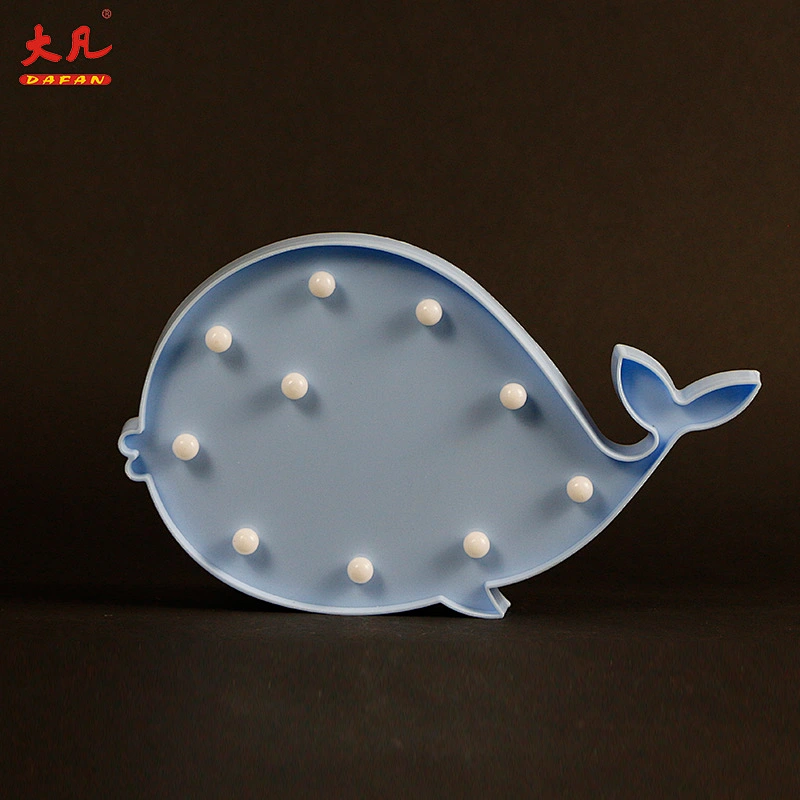whale shape battery letter marquee lights high quality holiday plastic board letter lamp