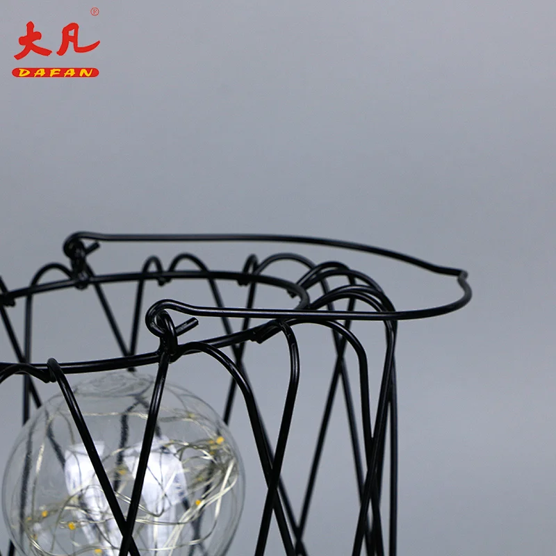 led bulb room lamp Christmas decoration led antique iron cage pendant lamp with hanging rope