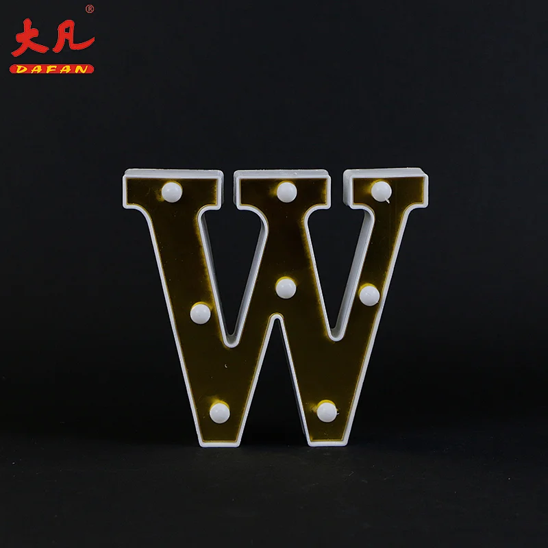 W形状定制卧室放松装饰大写字母暖白色LED字母表夜灯
