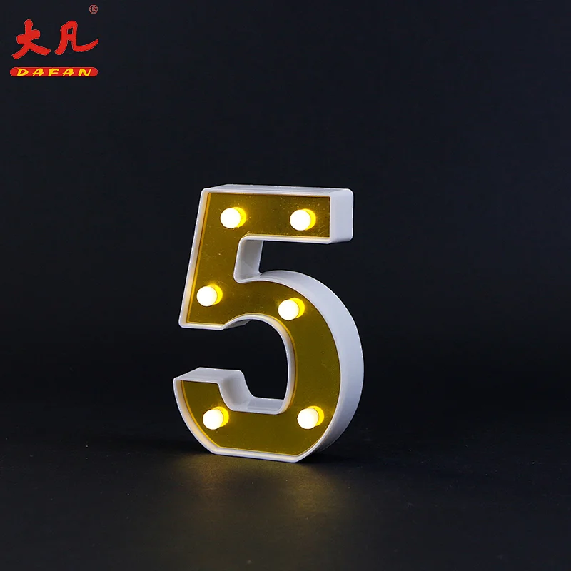 5光数字信件3d电池LED字母表信件室内板大门罩夜光