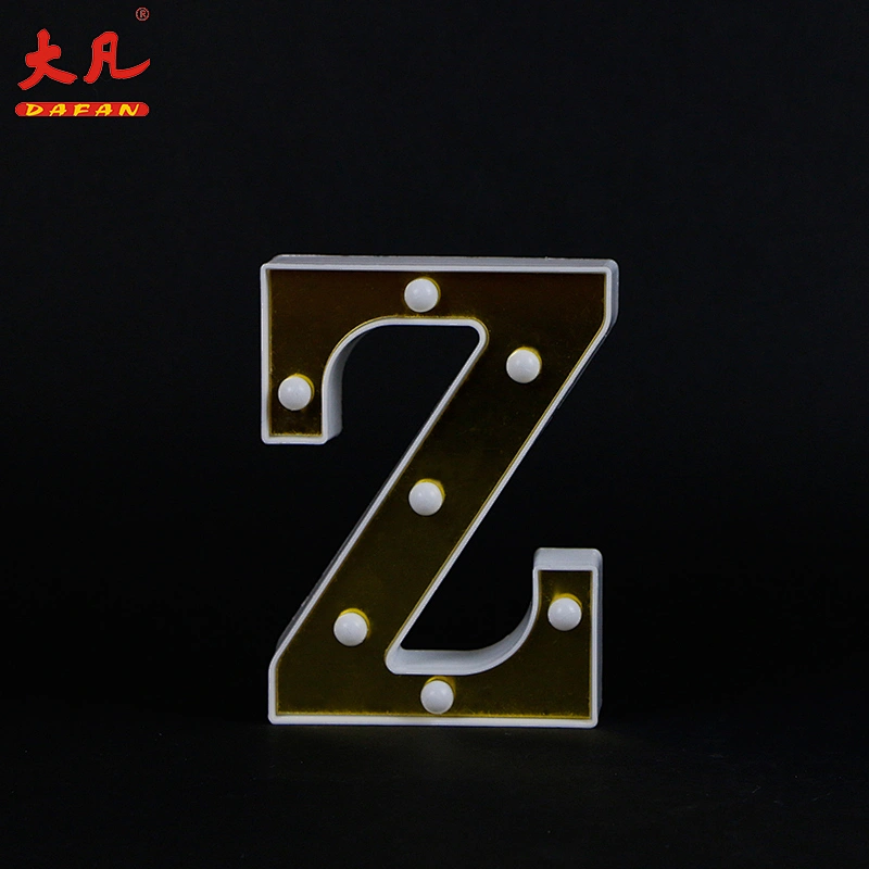 Z shape golden 3d led letter sign decoration wedding letter led battery led alphabet letter