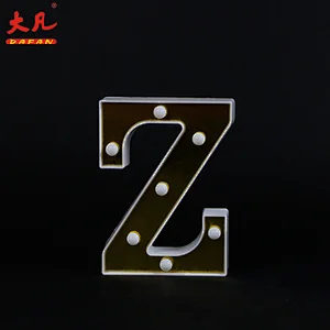 Z形状金色3d led字母标志装饰婚礼字母led电池led字母