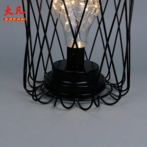 led bulb room lamp Christmas decoration led antique iron cage pendant lamp with hanging rope