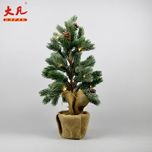 批发led圣诞人工盆景塑料松枝圣诞树装饰灯供房表婚礼之用