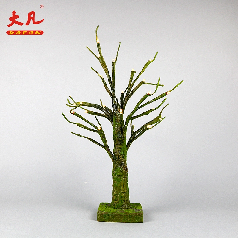 hot sale decoration led plastic branch room decoration tree artificial light pot with simulation moss