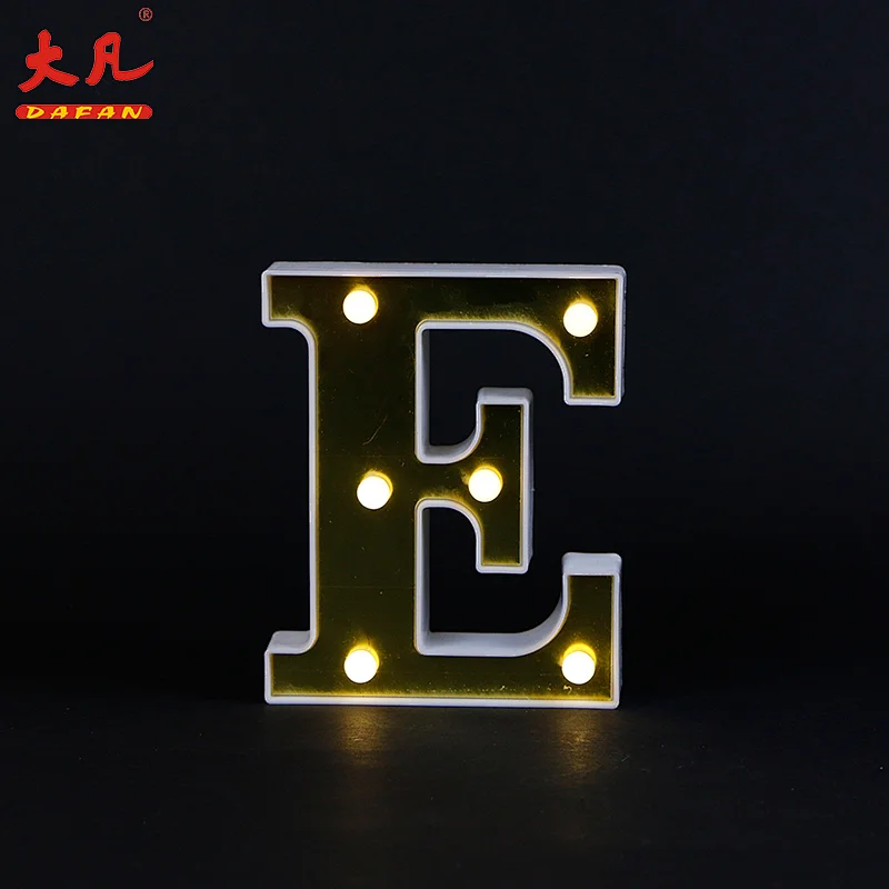 E形状假日亚克力led字母板灯塑料室内房间灯桌3d标志