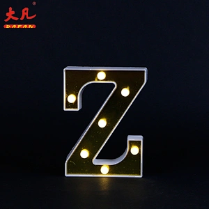 Z shape golden 3d led letter sign decoration wedding letter led battery led alphabet letter