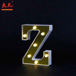 Z shape golden 3d led letter sign decoration wedding letter led battery led alphabet letter