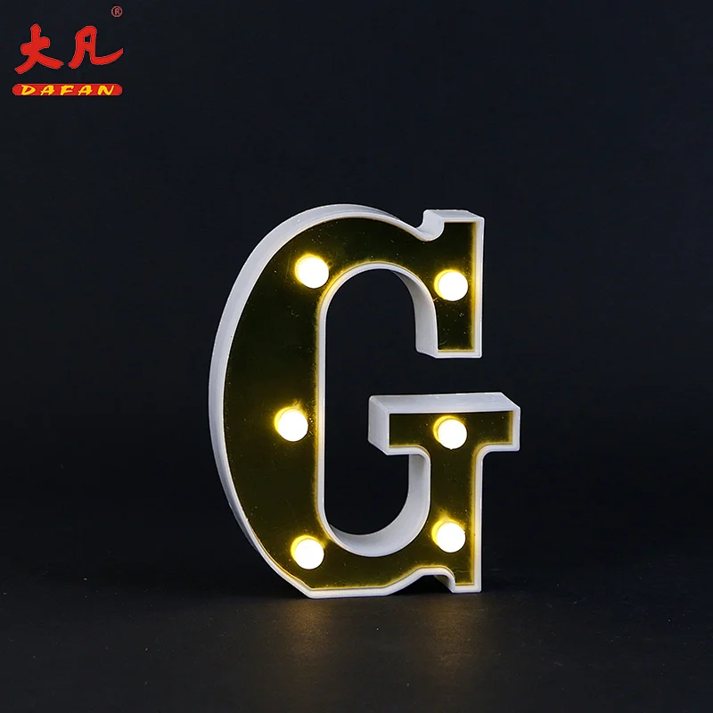 G字母表3D装饰字母表灯室室电池信件光