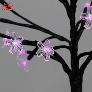 装饰电池塑料led人工樱花盆景花朵模拟树灯