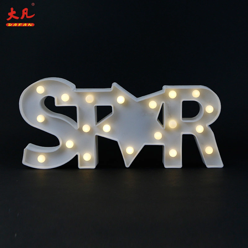 star decorative festival plastic led marquee sign alphabet letters plastic lamps
