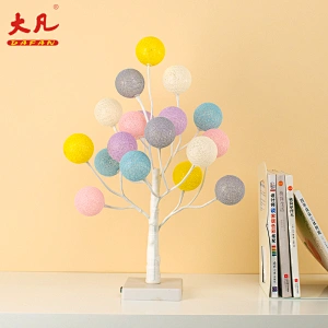 18 led artificial light ball tree indoor Christmas decoration cotton  lights plant plastic bonsai tree
