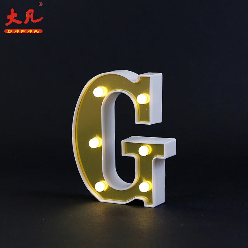 G字母表3D装饰字母表灯室室电池信件光