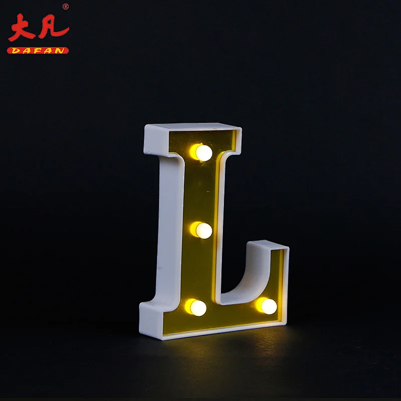 L shape word light festival decoration led plastic letter light battery room light