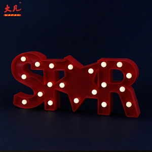 star decorative festival plastic led marquee sign alphabet letters plastic lamps