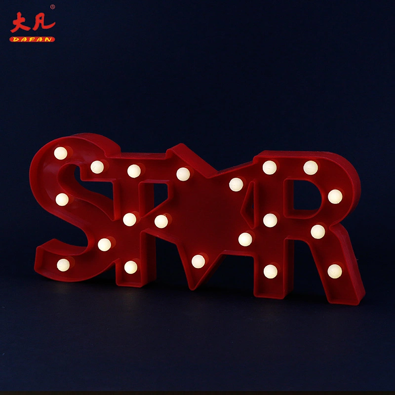star decorative festival plastic led marquee sign alphabet letters plastic lamps