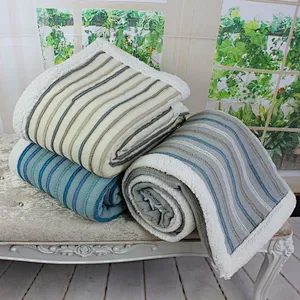 Acrylic/Polyester Colorful Stripe Heavy Mexico Blanket For Winter