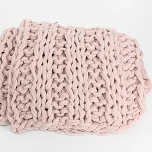 100% Acrylic Hand Made Super Thick Yarn Knitted Throw