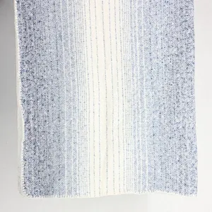 Acrylic/Polyester Blue Stripe-graded Blanket With Sherpa Backing