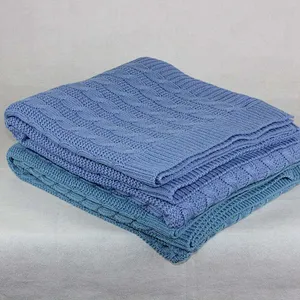 100% Acrylic Factory Cheap Cable Knit Throw