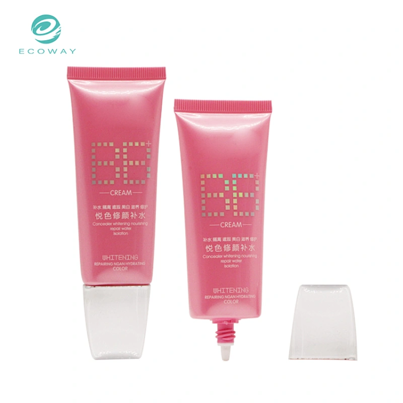 Flat Tube Silver Plated Screw Cap Pink BB Cream Tube