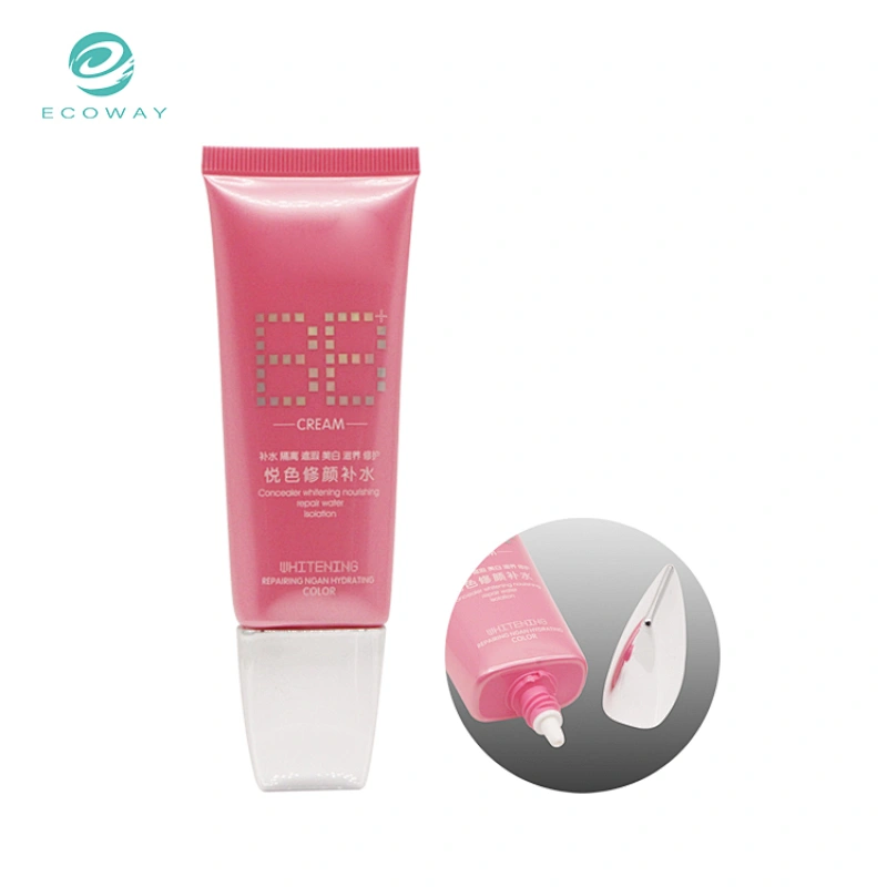 Flat Tube Silver Plated Screw Cap Pink BB Cream Tube