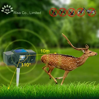 Solar Powered Motion Activated Ultrasonic with Flashing Strobe Outdoor Animal and Pest Repeller Solar Powered Motion Activated Ultrasonic with Flashing Strobe Outdoor Animal and Pest Repeller