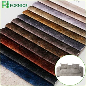 High-quality 100% polyester warp knitted holland velvet embossed upholstery sofa fabric