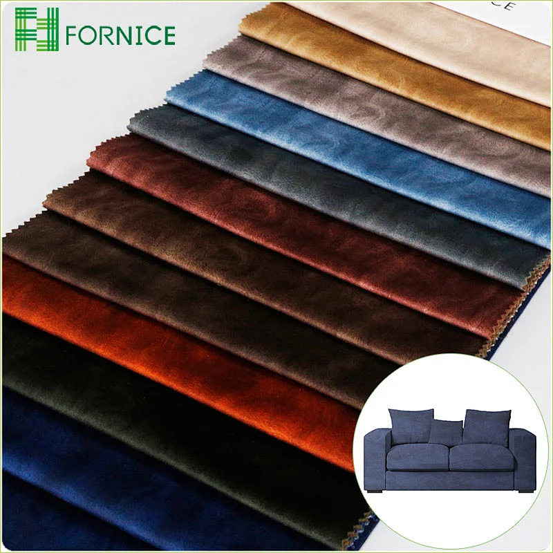 High-quality 100% polyester warp knitted holland velvet printed furniture sofa fabric