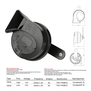 BOSOKO K80B High AND Low Pitch 12V Car Horn Tweeters