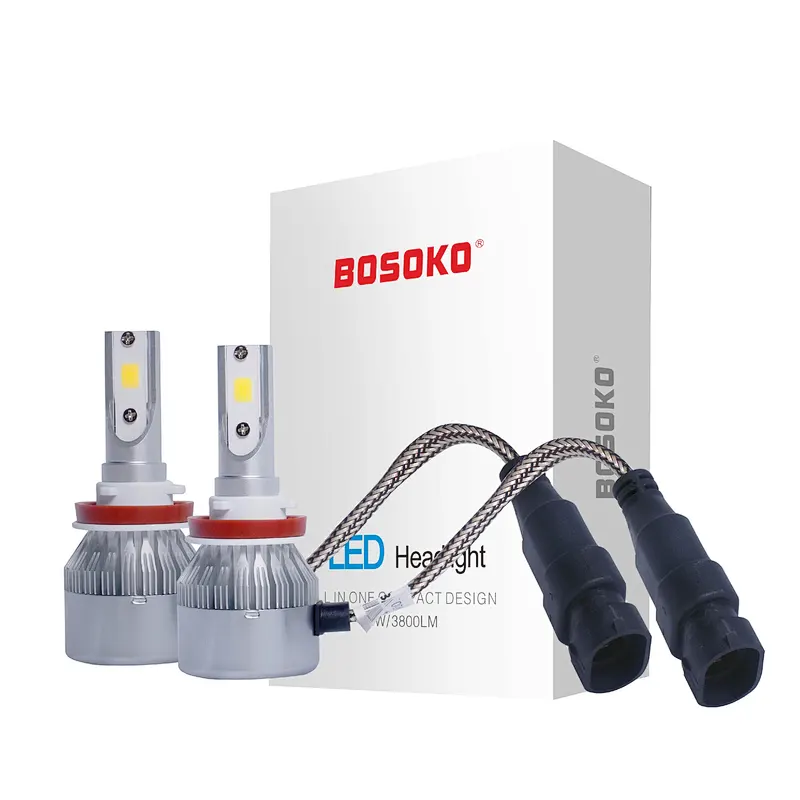 Farol LED branco BSOKO C6 H1 para carro