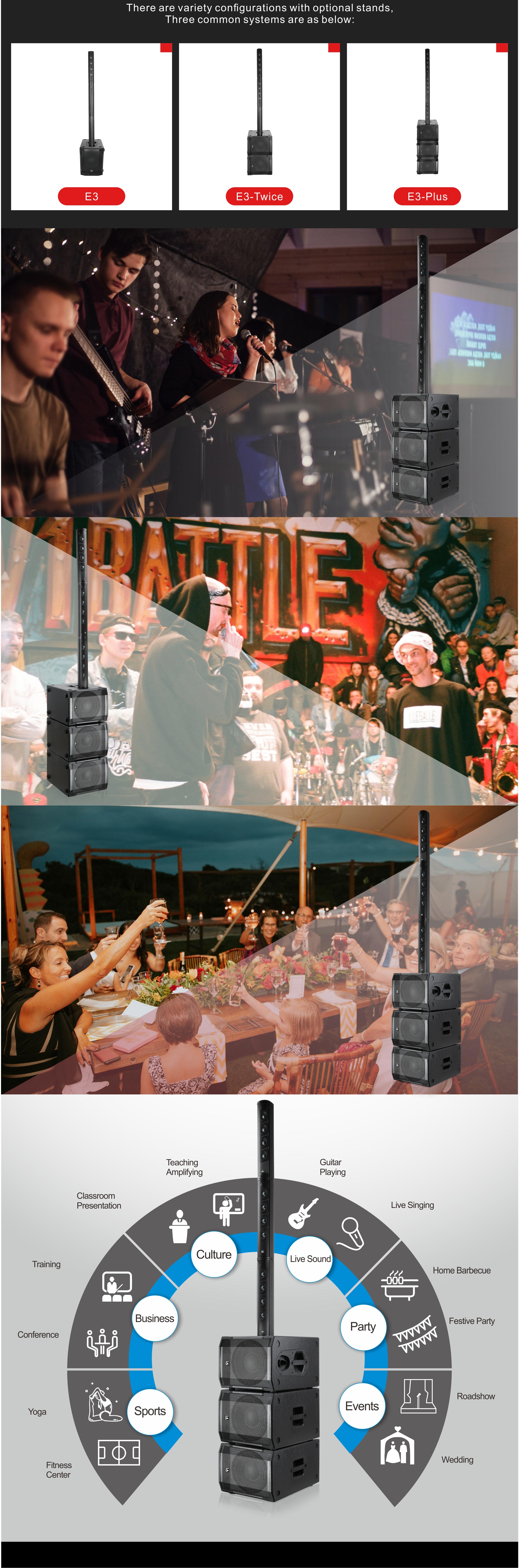 Portable Column Speakers, portable speakers with subwoofer, powered speakers, dj speakers