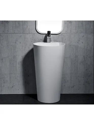 Artificial Stone Italian Style White Poly Marble Wash Pedestal Basin