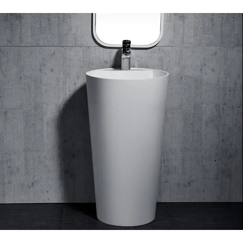 Artificial Stone Italian Style White Poly Marble Wash Pedestal Basin