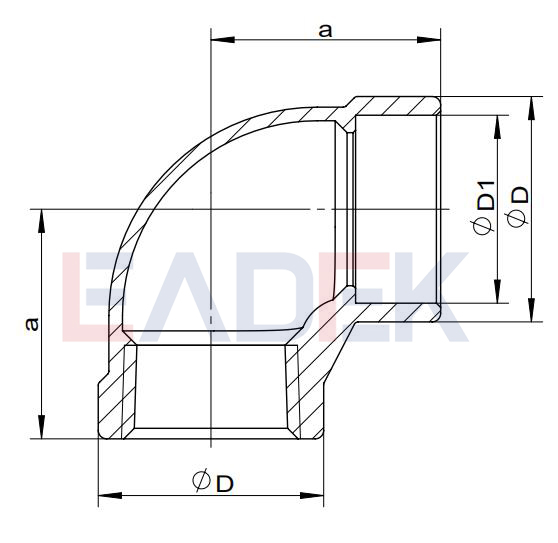 Stainless Steel 90 Degree Elbow SW-F Drawing