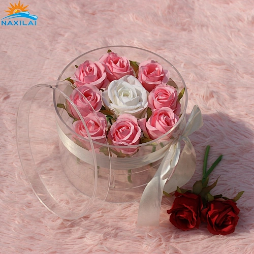 Naxilai 9 holes round clear plexiglass acrylic rose box