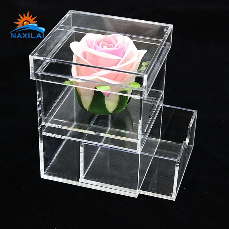 Naxilai 1 Hole With Drawer Rose Acrylic Box