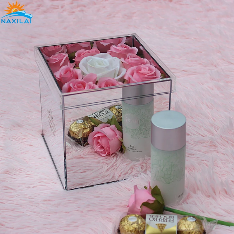 Naxilai 9 Holes Silver Acrylic Mirror Flower Box