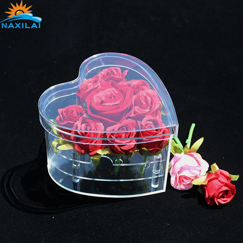 Naxilai 9 Holes Heart-shape Clear Acrylic Flower Box