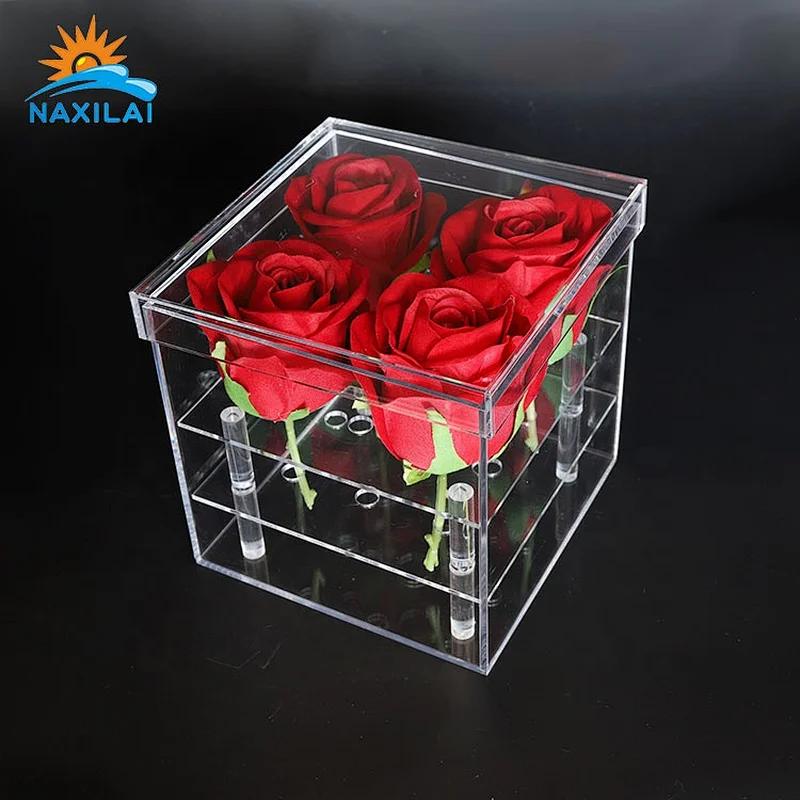 Naxilai 4 Holes Clear Acrylic Flower Box